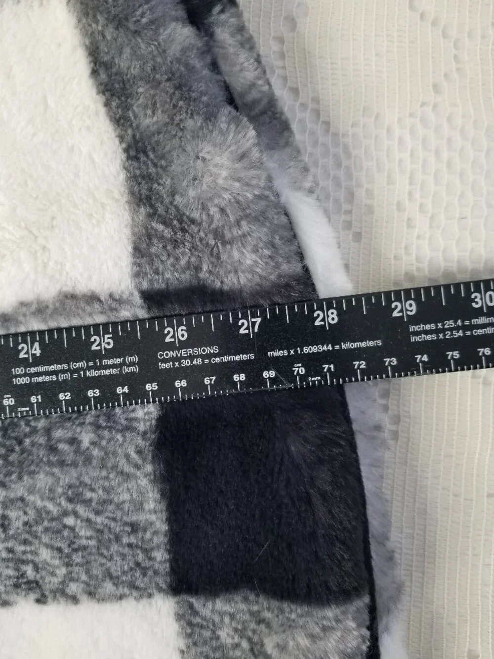 Storehouse Faux Fur Christmas Tree Skirt 56 in. Black White Check Soft Holiday